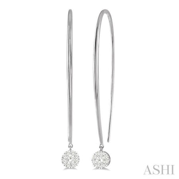 1/3 Ctw Round Dangler Lovebright Diamond Earring in 14K White Gold